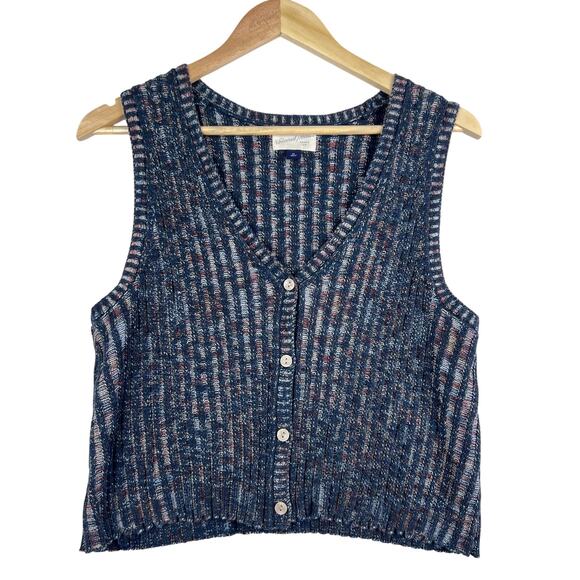 EUC Universal Threads TEAL Knitted Multicolored V Neck Vest Women's M Grunge - Picture 1 of 10